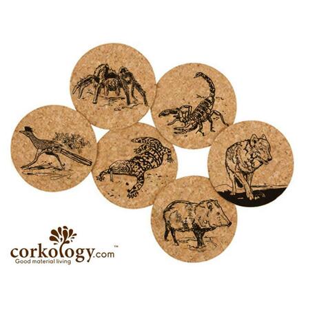 CORKOLOGY Southwest Animals Cork Coaster Sets 409